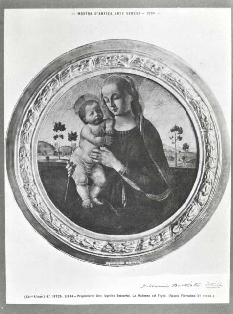 Alinari, Fratelli/ Anonimo — Siena - Proprietario Dott. Ugolino Beccarini. La Madonna col Figlio (Scuola Fiorentina XV secolo) — insieme
